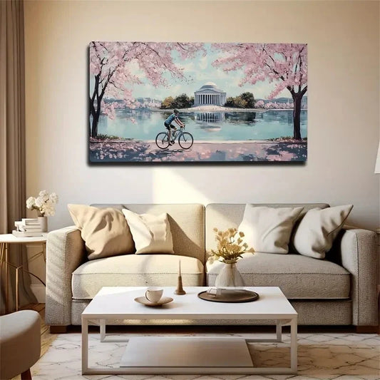 Rider Under The Cherry Tree Wall Art Canvas Office Home Room Framed 120x60cm