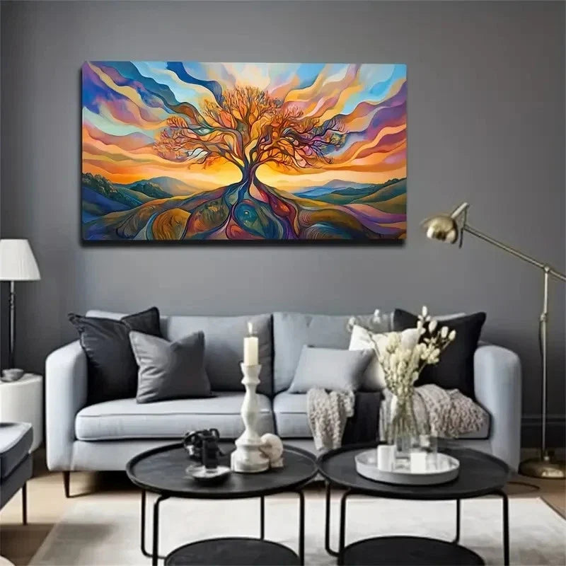 Magic Sky And Tree Spray Wall Art Canvas Office Home Room Framed 120x60cm