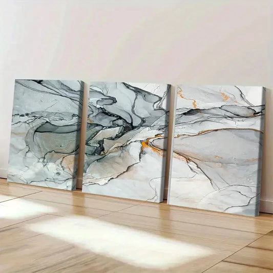 3pcs Abstract Marble Design Liquid Resin Stone Wall Art Set Canvas Framed 40x60cm - High Quality Print 100% Australian Made Wall Canvas Ready to Hang