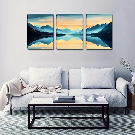 3pcs Verdant Hillside Romantic Style Wall Art Set Canvas Framed 40x60cm - High Quality Print 100% Australian Made Wall Canvas Ready to Hang