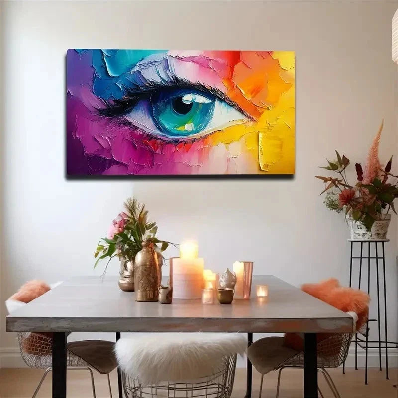 Eye With A Thick Paint Effect Wall Art Canvas Office Home Room Framed 120x60cm