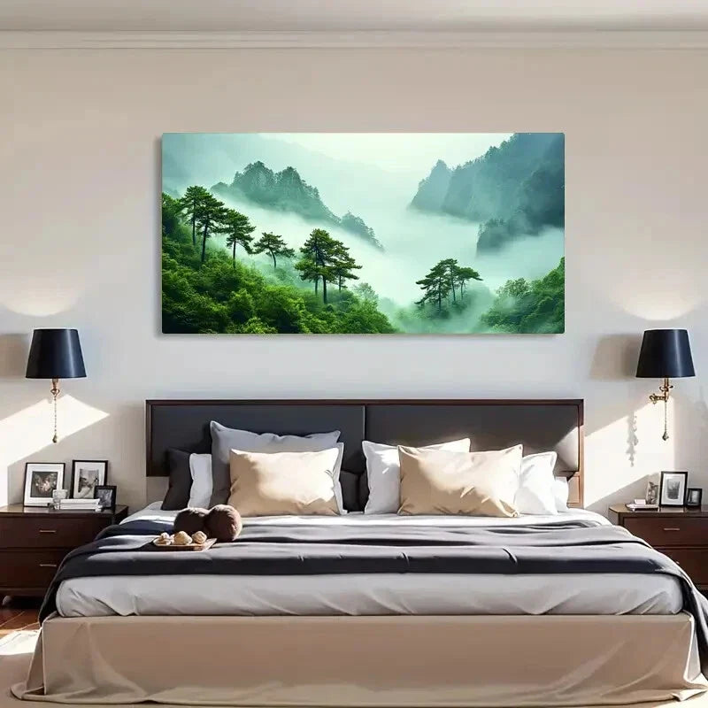 Depicting a River Featuring Wall Art Canvas Office Home Room Framed 80x45cm
