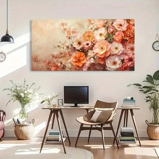 Abstract Cityscape Orange Wall Art Canvas Office Home Room Framed 120x60cm