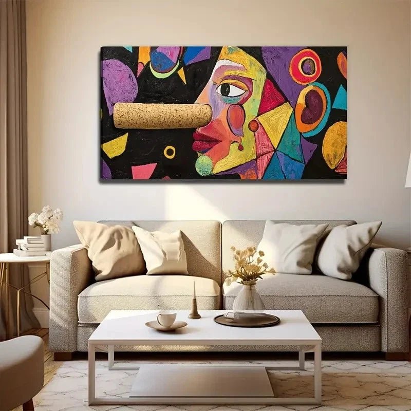Abstract Unusual Face Perfect Wall Art Canvas Office Home Room Framed 80x45cm