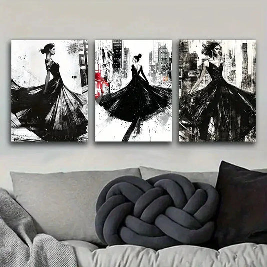 3pcs A model Art Painting Luxurious Metal Print Ready to Hang Art