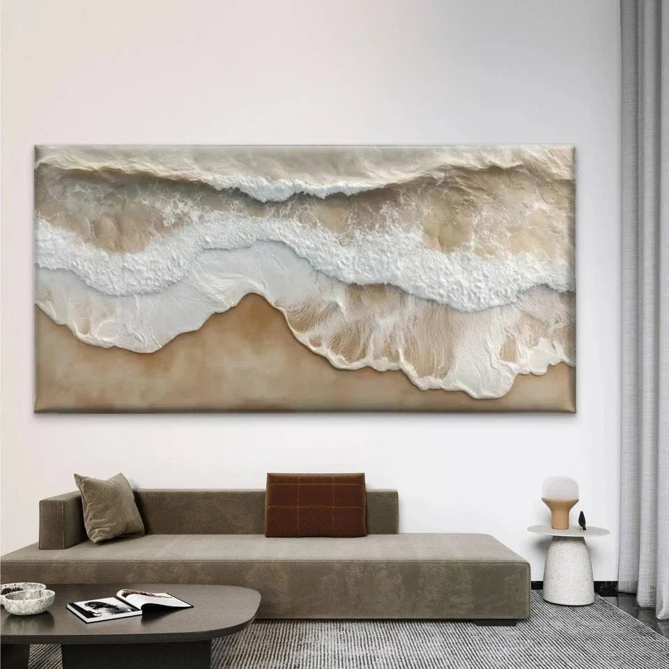 Abstract Ocean Wave Beach Wall Art Canvas Office Home Room Framed 80x45cm