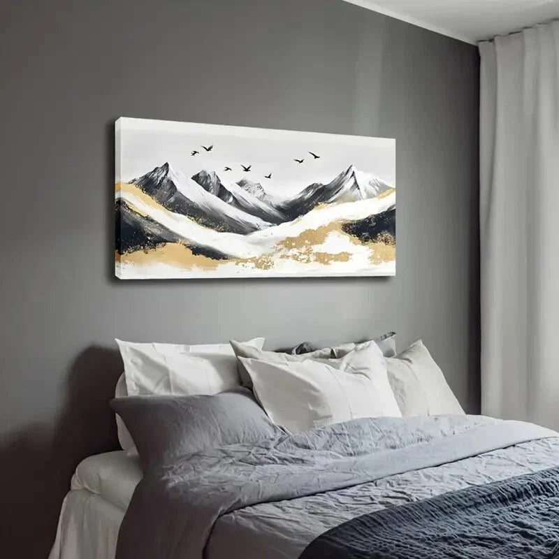 Majestic Snow-Capped Mountains Wall Art Canvas Office Home Room Framed 120x60cm