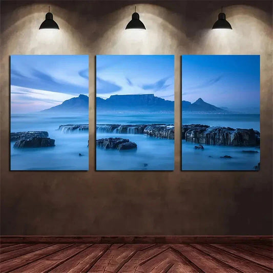 3pcs Rock and Sea Beach Stones Metal Print Ready to Hang Art