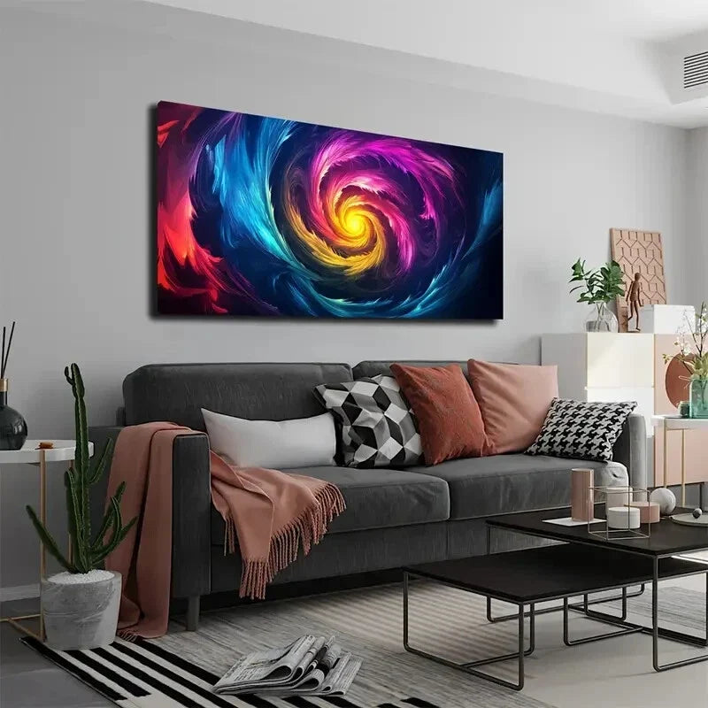 Abstract Swirl Colorful Vortex Wall Art Canvas Office Home Room Framed 120x60cm