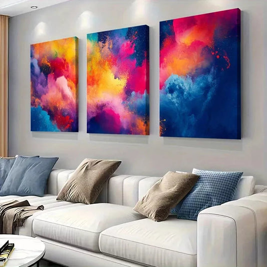 3pcs Modern Abstract Colorful Gradient Wall Art Set Canvas Framed 40x60cm - High Quality Print 100% Australian Made Wall Canvas Ready to Hang