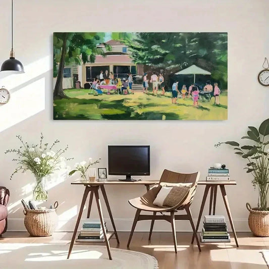 Abstract Happy Family Vacation Wall Art Canvas Office Home Room Framed 120x60cm