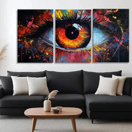 3pcs Vibrant with Paint Splashes and Deep Hues Wall Art Set Canvas Framed 40x60cm - High Quality Print 100% Australian Made Wall Canvas Ready to Hang
