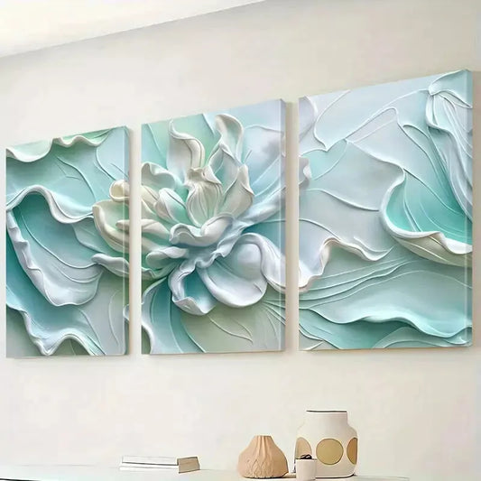 3pcs Modern Abstract Elegant Floral Pastel Tone Wall Art Set Canvas Framed 40x60cm - High Quality Print 100% Australian Made Wall Canvas Ready to Hang