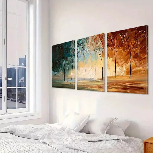 3pcs Vibrant-Colors Fiery-Forest Abstract Wall Art Set Canvas Framed 40x60cm - High Quality Print 100% Australian Made Wall Canvas Ready to Hang