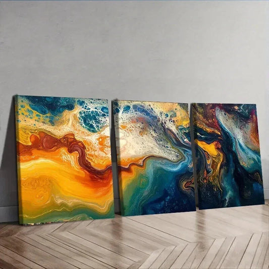 3pcs Rotate the Color in the Painting Perfect Wall Art Set Canvas Framed 40x60cm - High Quality Print 100% Australian Made Wall Canvas Ready to Hang