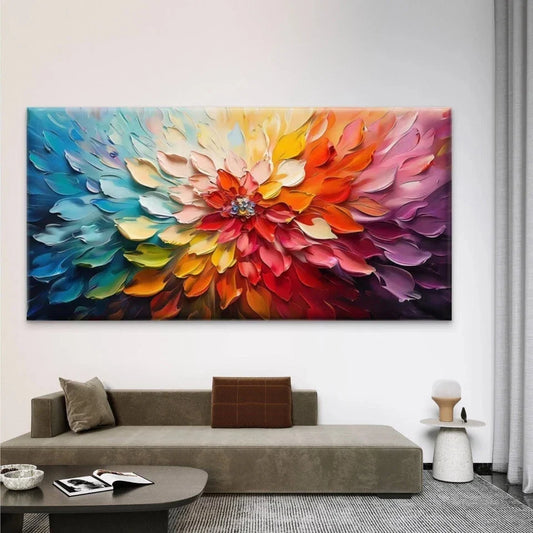 Vibrant Abstract Floral Petals Wall Art Canvas Office Home Room Framed 80x45cm