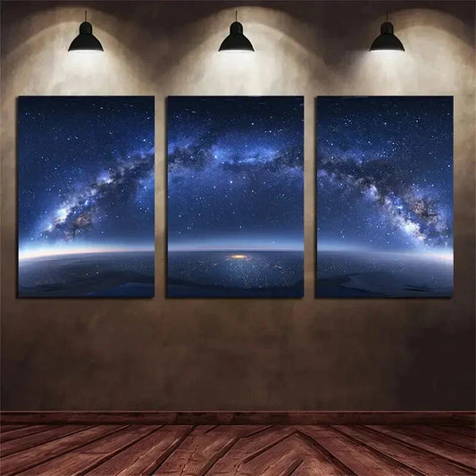 3pcs Viewing The Earth From Space Metal Print Ready to Hang Art