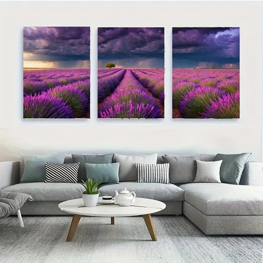 3pcs A Lonely Tree Stands Among Majestic White Metal Print Ready to Hang Art