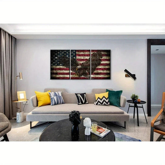 3pcs Bald Flags Rustic American Metal Print Ready to Hang Art