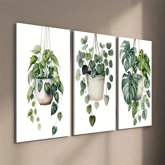 3pcs Green Monstera & Pothos Plant Wall Art Set Canvas Framed 40x60cm - High Quality Print 100% Australian Made Wall Canvas Ready to Hang