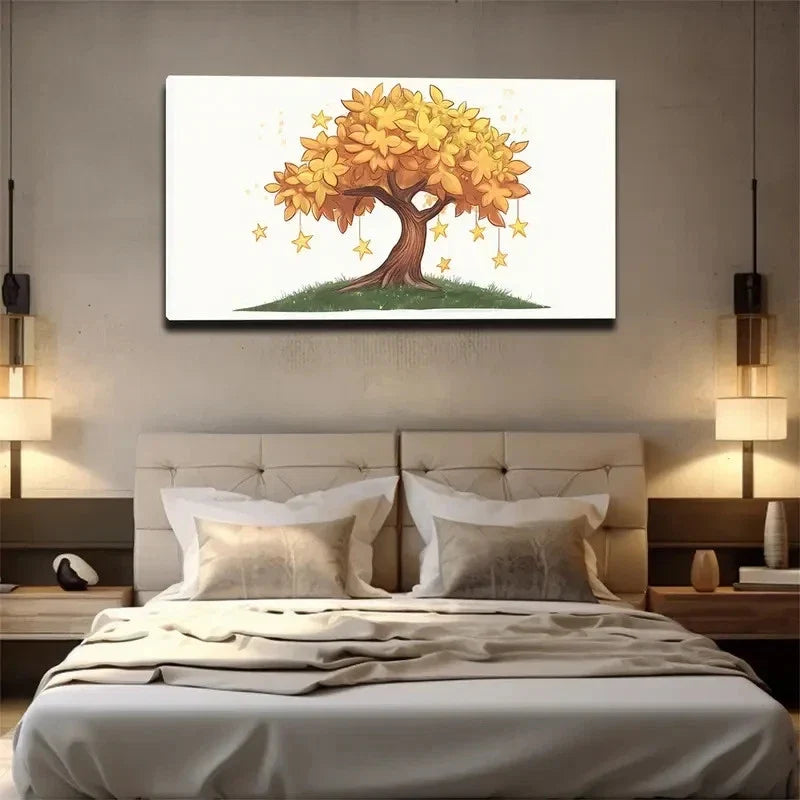 All Leaves And Flowers Golden Wall Art Canvas Office Home Room Framed 120x60cm