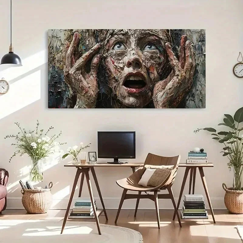 Emotion Expression Raw Décor Wall Art Canvas Office Home Room Framed 120x60cm