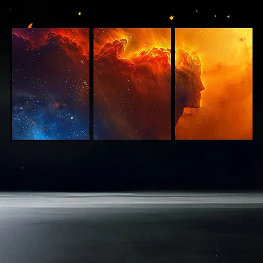 3pcs Stunning Golden Blue Modern Metal Print Ready to Hang Art