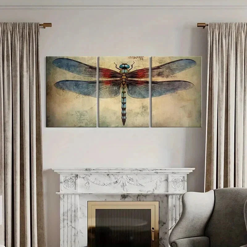 3pcs Insect Aesthetic Dragonfly Metal Print Ready to Hang Art