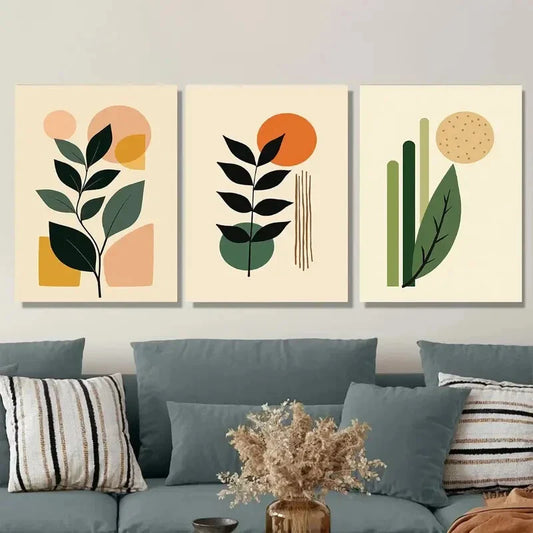 3pcs Modern Abstract Botanical Minimalist Leaf Metal Print Ready to Hang Art