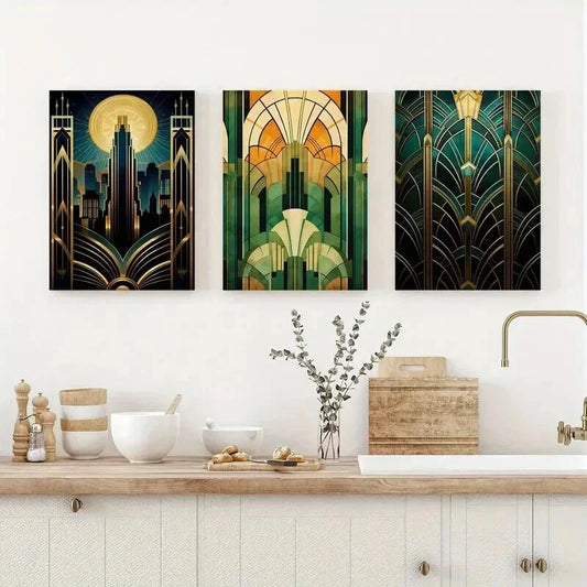 3pcs Portrait Orientation Smooth Lines Wall Art Set Canvas Framed 40x60cm - High Quality Print 100% Australian Made Wall Canvas Ready to Hang