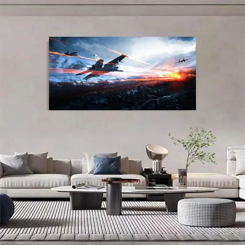 Exciting Fighter Jet Combat Wall Art Canvas Office Home Room Framed 120x60cm