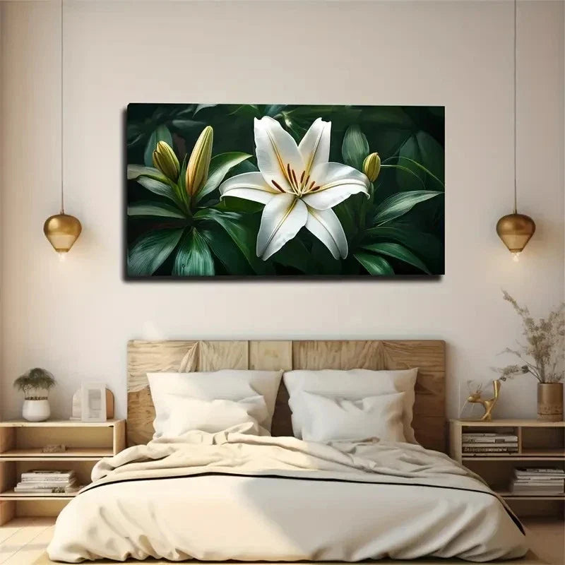 Lilies Exquisitely Made Wall Art Canvas Office Home Room Framed 80x45cm