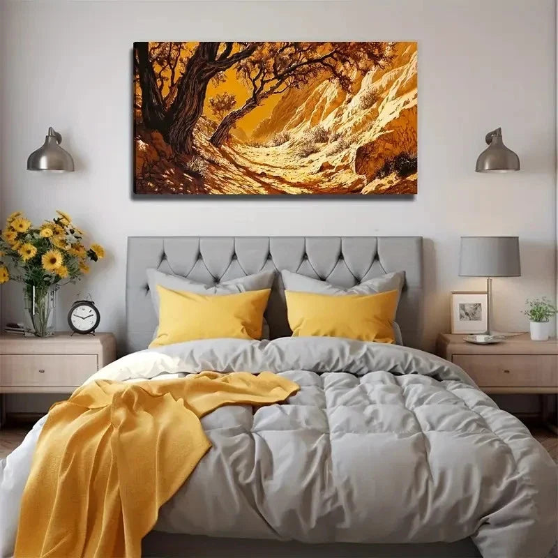Abstract Life In The Desert Wall Art Canvas Office Home Room Framed 80x45cm