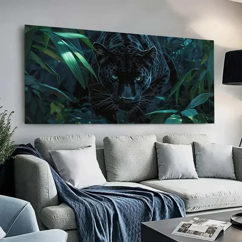 Leopard Contemporary Wildlife Wall Art Canvas Office Home Room Framed 80x45cm