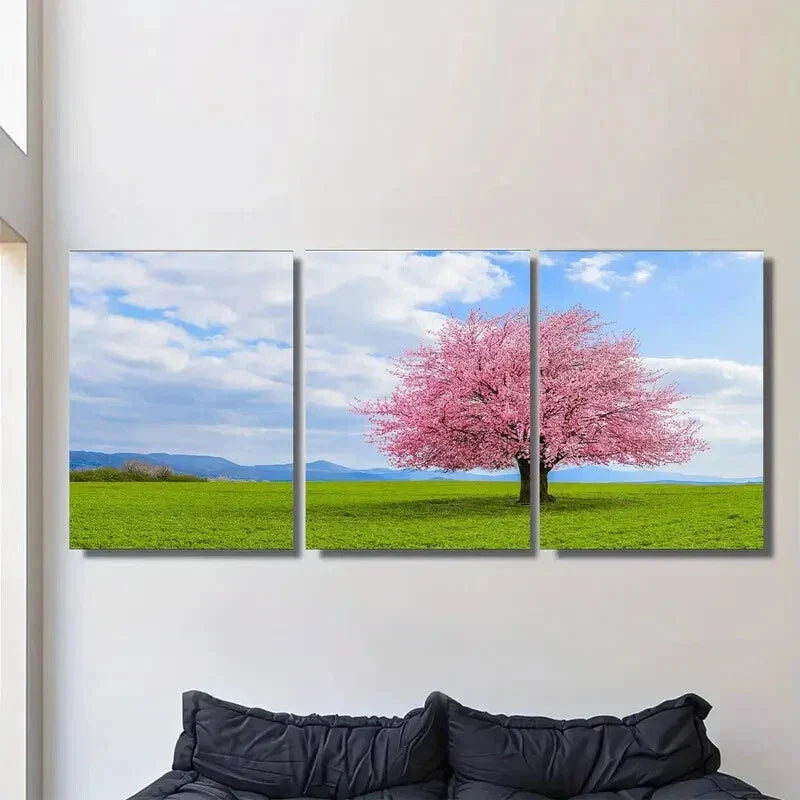 3pcs Cherry Blossom Tree Metal Print Ready to Hang Art