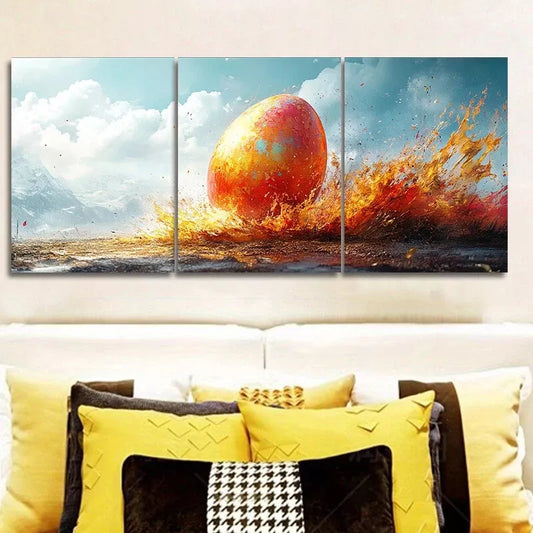 3pcs Featuring Vibrant Easter Eggs Colorful Wall Art Set Canvas Framed 40x60cm - High Quality Print 100% Australian Made Wall Canvas Ready to Hang