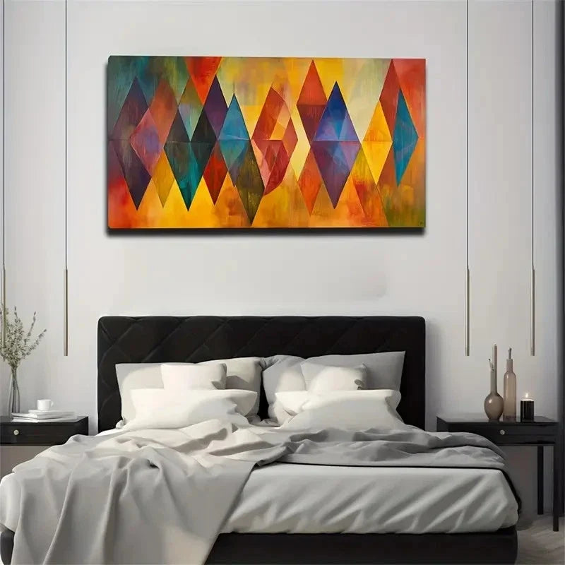 Neat Arrangement Of Rhomboid Wall Art Canvas Office Home Room Framed 120x60cm