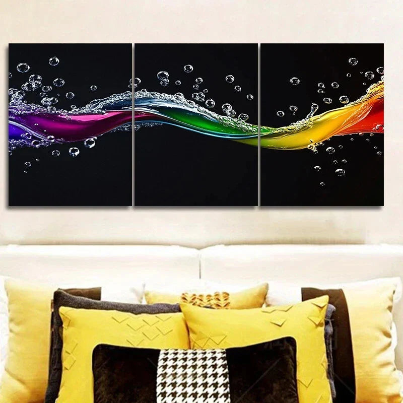 3pcs Vibrant Colorful Abstract Water Bubbles Metal Print Ready to Hang Art