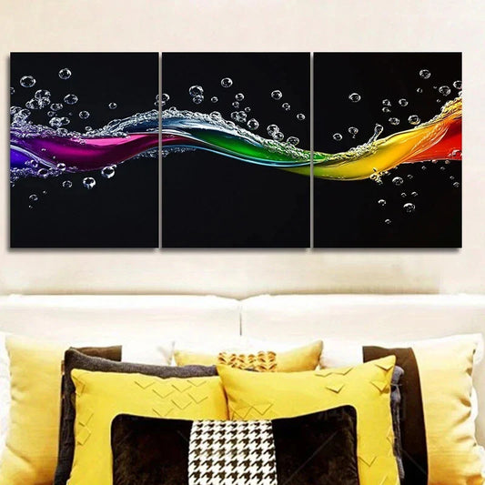 3pcs Vibrant Colorful Abstract Water Bubbles Metal Print Ready to Hang Art