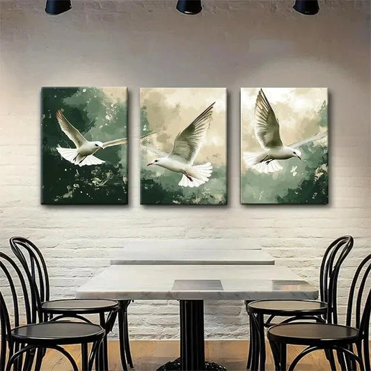 3pcs Soaring Seagull Peaceful Flight Perfect Wall Art Set Canvas Framed 40x60cm - High Quality Print 100% Australian Made Wall Canvas Ready to Hang