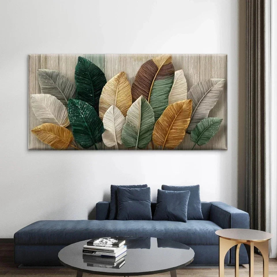 Multicolor Natural Leaf Design Wall Art Canvas Office Home Room Framed 80x45cm