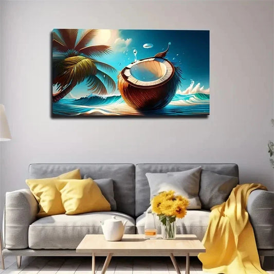 Tropical Beach Scene Wall Art Canvas Office Home Room Framed 120x60cm
