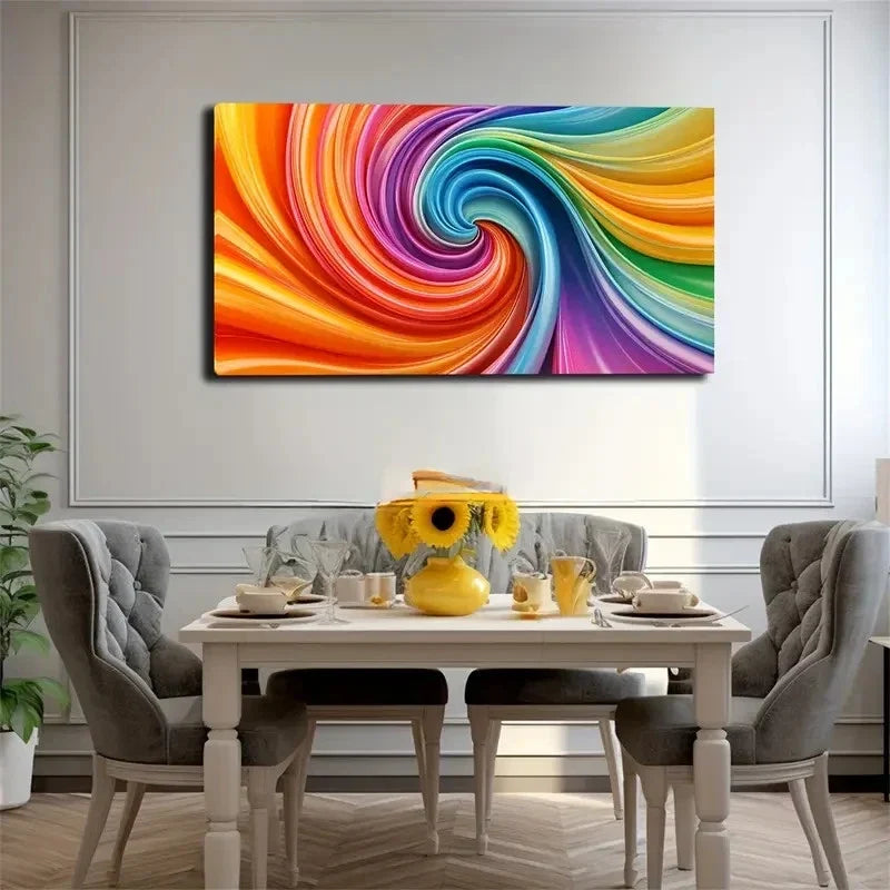 Abstract Spiral Vibrant Multi Wall Art Canvas Office Home Room Framed 120x60cm