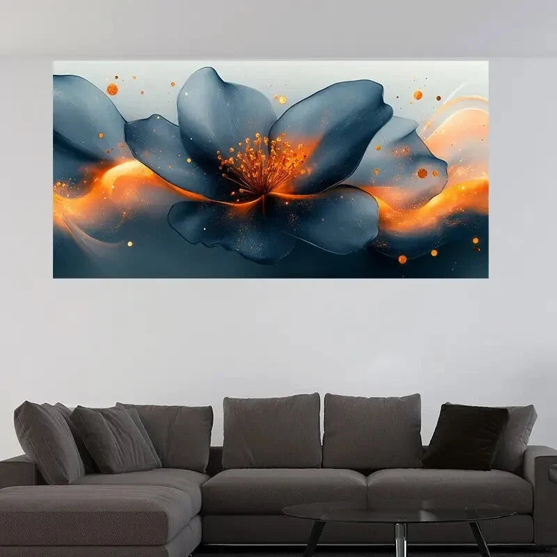 Abstract Black Lotus Flower Wall Art Canvas Office Home Room Framed 120x60cm