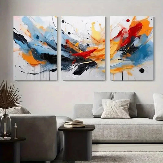 3pcs Modern Vibrant Expressive Contemporary Metal Print Ready to Hang Art