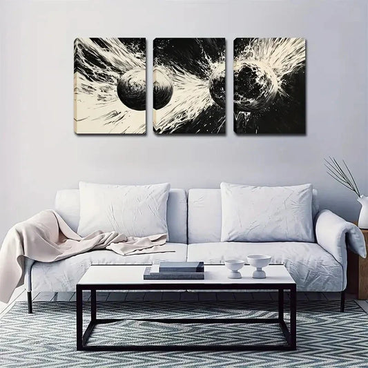 3pcs Abstract Glowing Spheres Triptych Wall Art Set Canvas Framed 40x60cm - High Quality Print 100% Australian Made Wall Canvas Ready to Hang