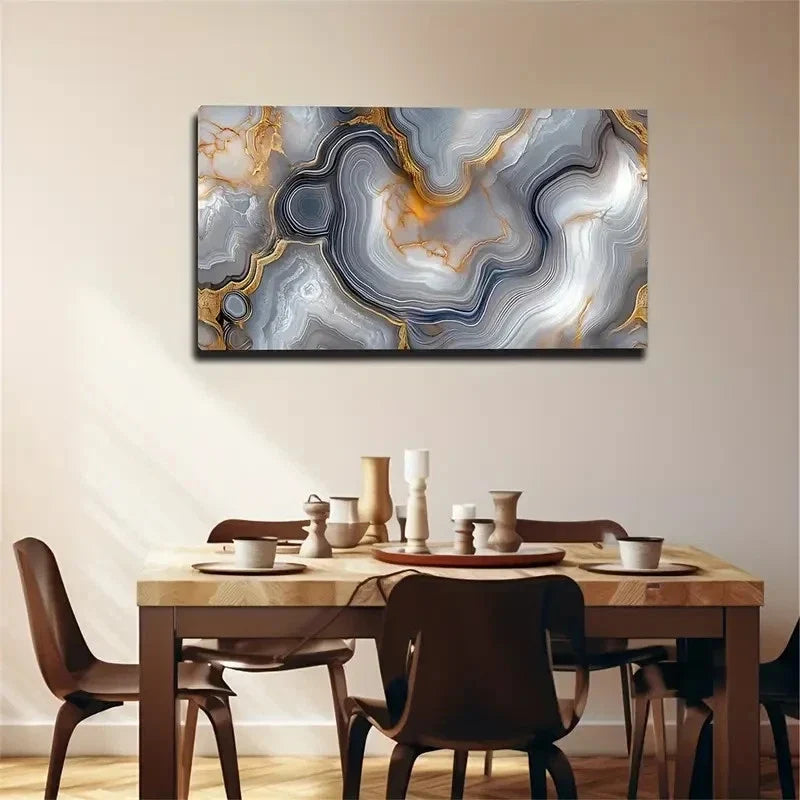 Elegant Marble Design Wall Art Canvas Office Home Room Framed 120x60cm
