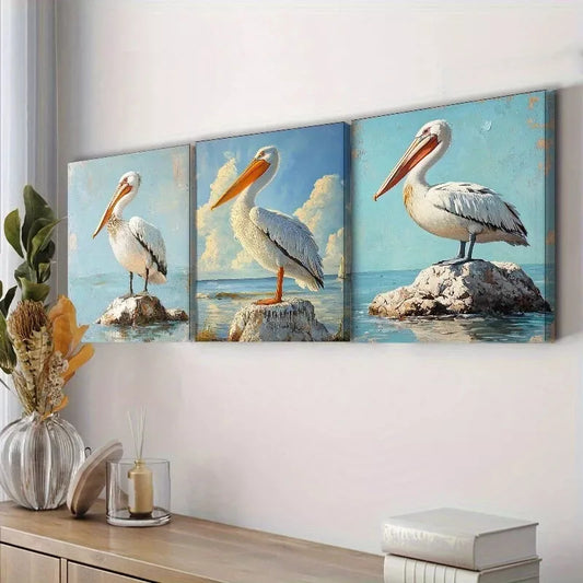 3pcs Pelican Rock Canvas Coastal Area Wall Art Set Canvas Framed 40x60cm - High Quality Print 100% Australian Made Wall Canvas Ready to Hang