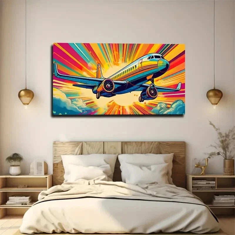 Gorgeous Civil Aircraft Wall Art Canvas Office Home Room Framed 80x45cm