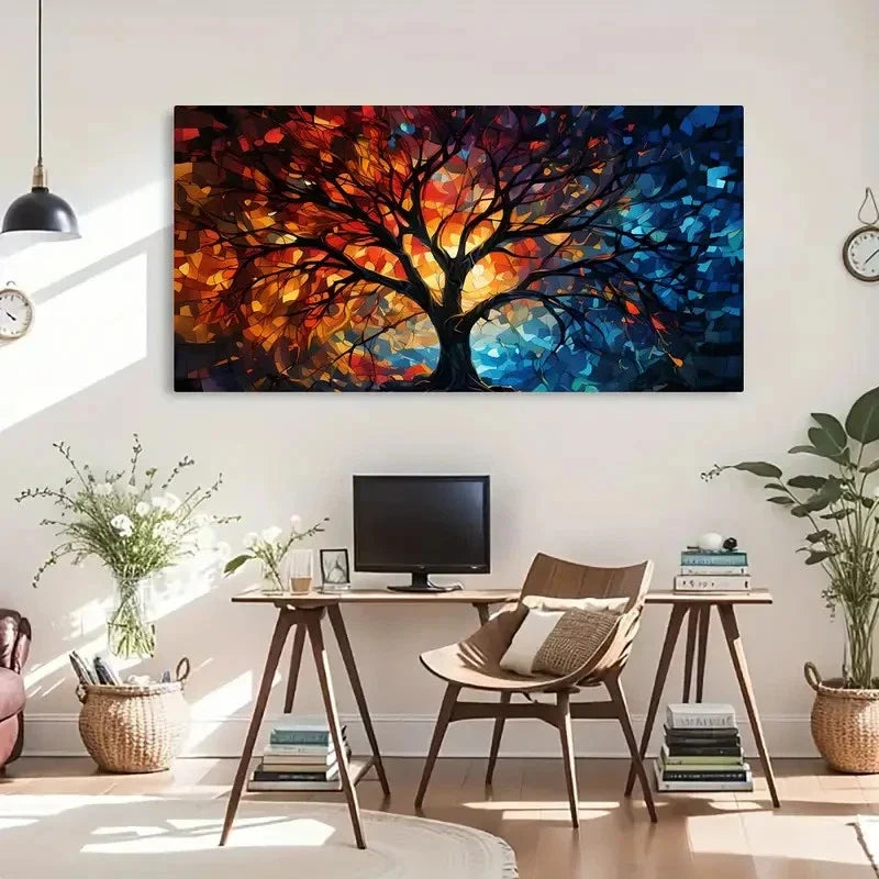 Abstract Colored Tree Life Wall Art Canvas Office Home Room Framed 120x60cm